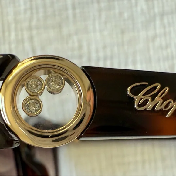 NWT Chopard Brown Sunglasses with Floating Diamonds and Gold Accents - Picture 4 of 13